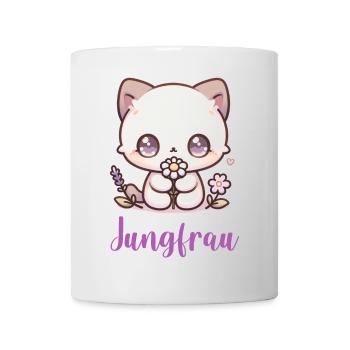 Jungfrau Design Sternzeichen – Kawaii Katze - Tasse - Weiß - Vorne