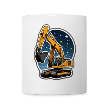 Excavatrice lumineuse et ciel étoilé - Mug blanc - blanc - Devant