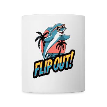 Fun Retro Dolphin Flip Out avec lunettes de soleil - Mug blanc - blanc - Devant
