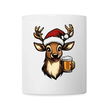 Hirsch Weihnachten Bier - Tasse - Weiß - Vorne