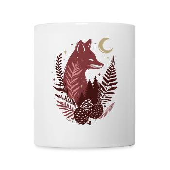 Mystischer Fuchs im Wald - Herbstlich Naturdesign - Tasse - Weiß - Vorne