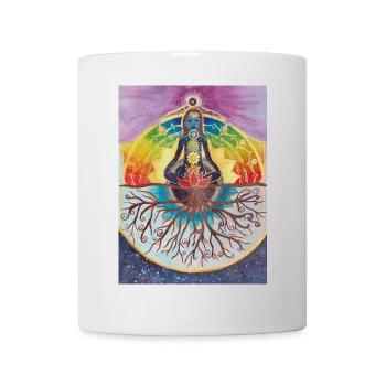 Spiritueller Meditationsbaum mit Chakras - Tasse - Weiß - Vorne