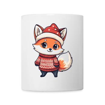Fuchs Weihnachten Comic - Tasse - Weiß - Vorne