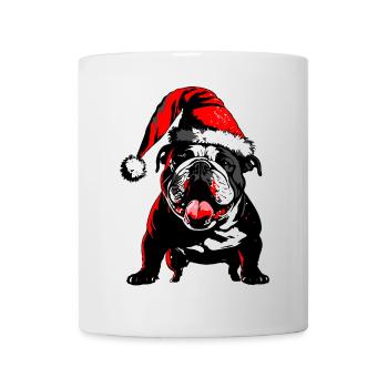 Mignon Frenchie avec chapeau de Père Noël - Mug blanc - blanc - Devant