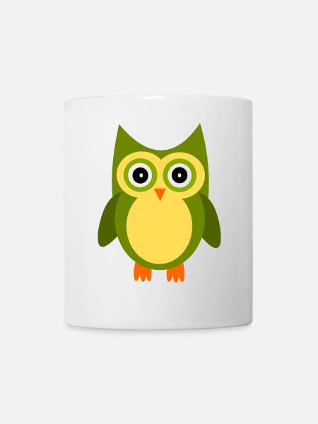 grüne Eule Vogel grün - Tasse - Weiß