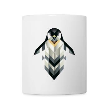 Geometrischer Pinguin – Frostige Eleganz - Tasse - Weiß - Vorne