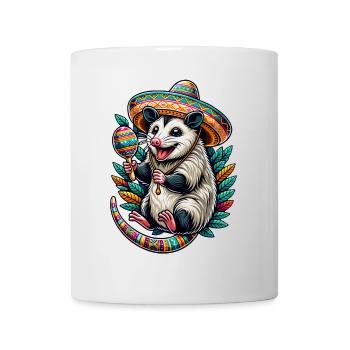 Funny opossum with sombrero and maracas - Mug - white - Front