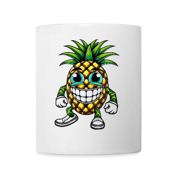 Ananas Frucht fruchtig sommer cool süß Cartoon - Tasse - Weiß - Vorne