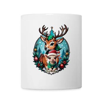 Cheerful and cozy Christmas illustration - Mug - white - Front