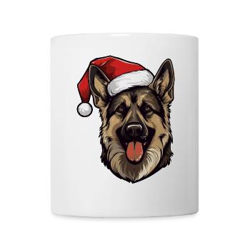German Shepherd Dog Head Christmas Portrait - Mug - white - Front