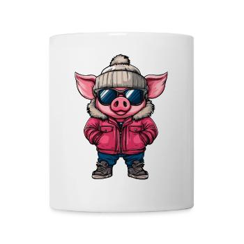 Schwein Winter - Tasse - Weiß - Vorne