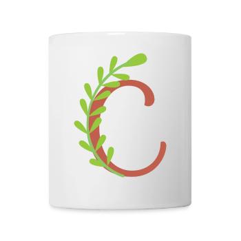 Eleganter Buchstabe 'C' mit Blumen - Tasse - Weiß - Vorne