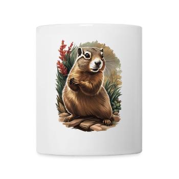 Curious garden groundhog - Mug - white - Front