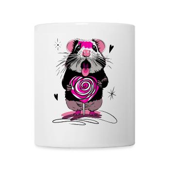 Hamster genießt Lolli – süßes, lustiges Design - Tasse - Weiß - Vorne
