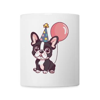 Französische Buldogge Hunde Geburtstag Comic - Tasse - Weiß - Vorne