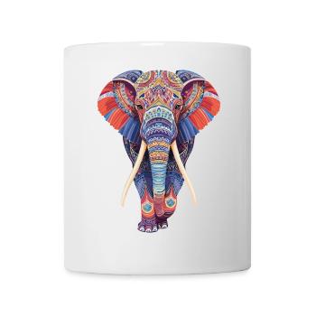 Elefant Mandala gehend frontal in bunter Optik - Tasse - Weiß - Vorne