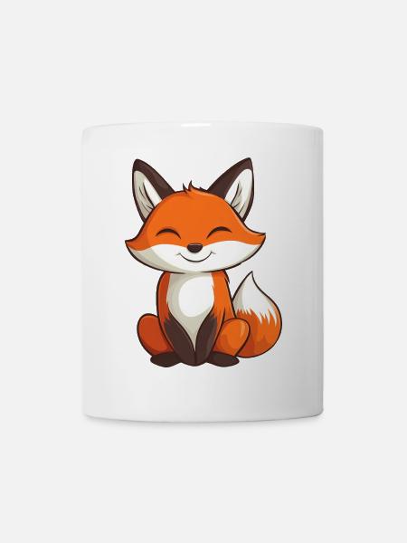 Süßer und fröhlicher Fuchs im Cartoon-Stil - Tasse - Weiß