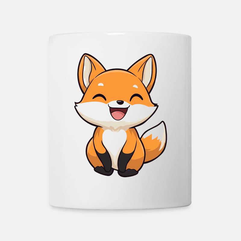 Renard mignon et heureux dans le style dessin animé - Mug blanc - blanc