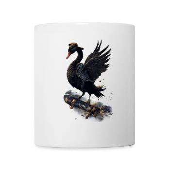 Wings of freedom the black swan on the skateboard. - Mug - white - Front