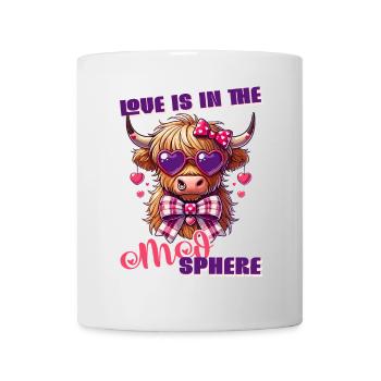 Love Is In The Moosphere Sweet Highland Cow Design - Mug - white - Front
