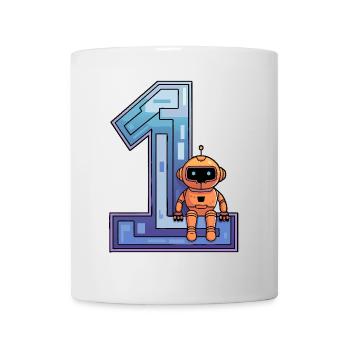 I'm 1 year first birthday with robot - Mug - white - Front