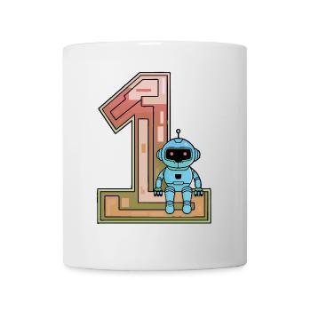 I'm 1 year first birthday with robot - Mug - white - Front