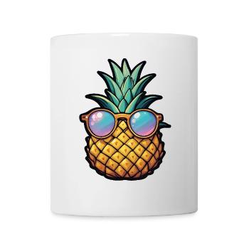 Tropical pineapple with sunglasses - Mug - white - Front