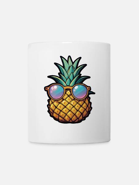 Tropische Ananas mit Sonnenbrille - Tasse - Weiß