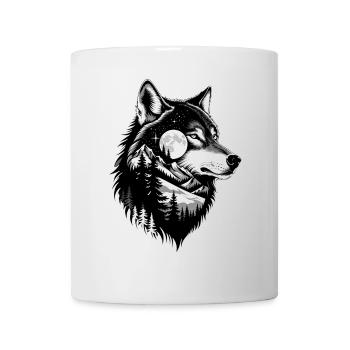 Portrait de loup noir. Conception de loup - Mug blanc - blanc - Devant