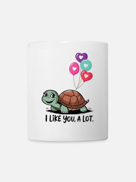 Turtle with Heart Balloons - Mug - white