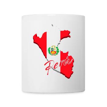Drapeau du Pérou, carte drapeau du Pérou - Mug blanc - blanc - Devant