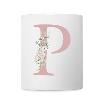 P Monogram, Floral, Customizable - Mug - white - Front