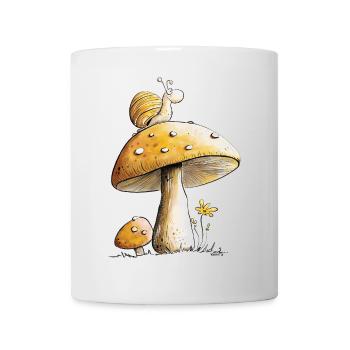 Schnecke Auf Pilz Natur Wald Märchen - Tasse - Weiß - Vorne
