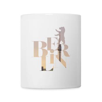 Berlin Elegante Schrift mit Skyline + Berliner Bär - Tasse - Weiß - Vorne