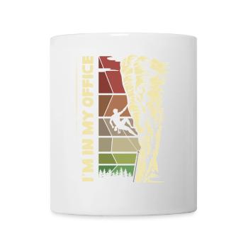 Je suis dans mon bureau – Grimpeurs et rochers extérieurs - Mug blanc - blanc - Devant