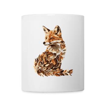 Fuchs aus Laub Blätter Herbst - Tasse - Weiß - Vorne