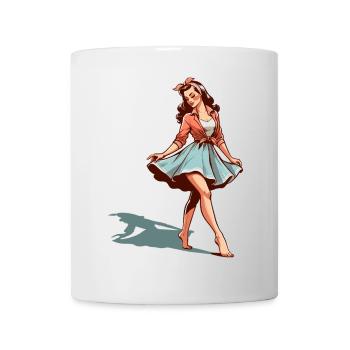 Rockabilly Style Outfit Woman Barefoot Retro Gift - Mug - white - Front
