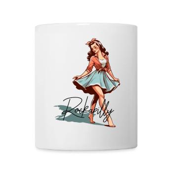 Rockabilly Style Outfit Woman Barefoot Retro Gift - Mug - white - Front