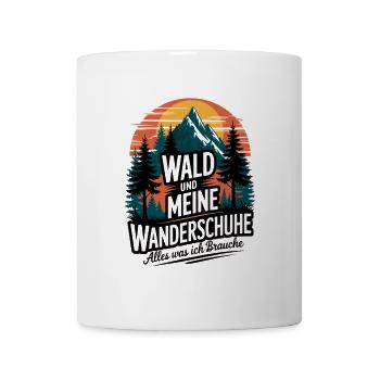 Wandern Wald Berge Wanderschuhe Spruch - Tasse - Weiß - Vorne