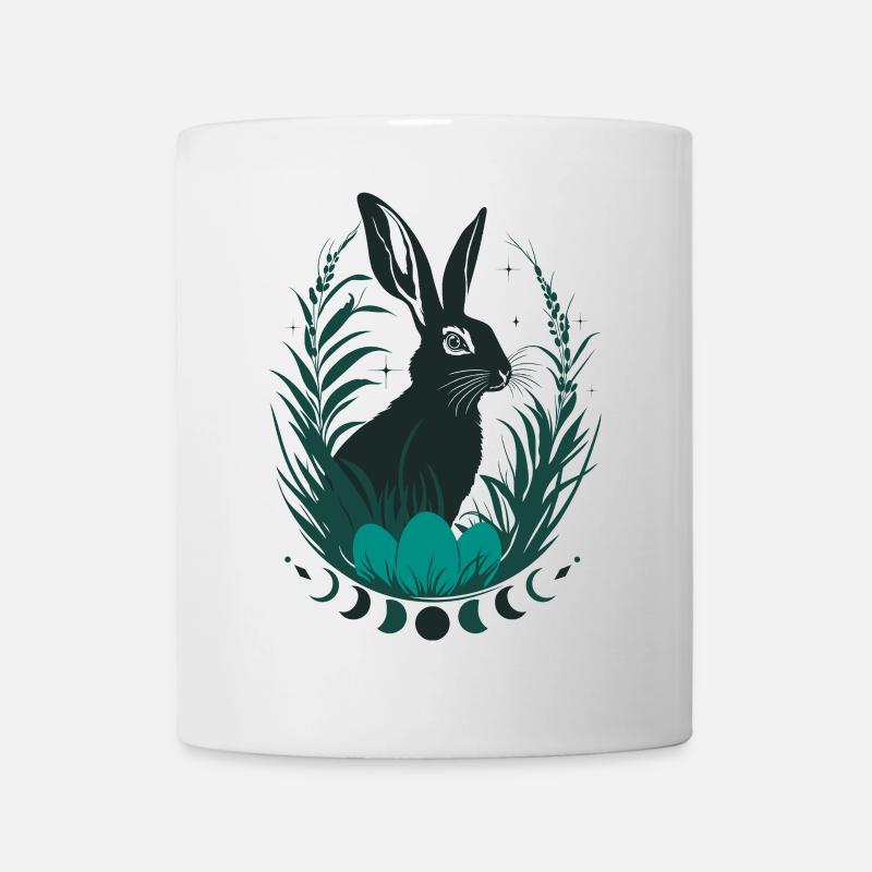 Ostara Bunny with Moon Phases Wicca Design - Mug - white