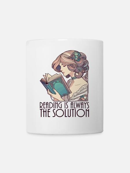 Livre Livres Lecture Femme Solution Drôle Cadeau - Mug blanc - blanc