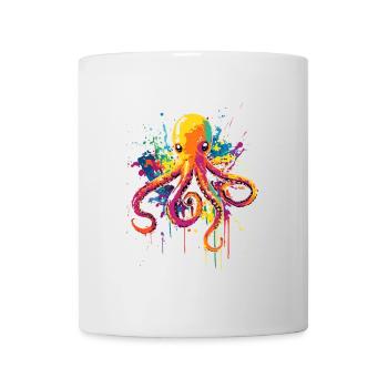 Oktopus Kraken Pop Art Bunt Farbe - Tasse - Weiß - Vorne