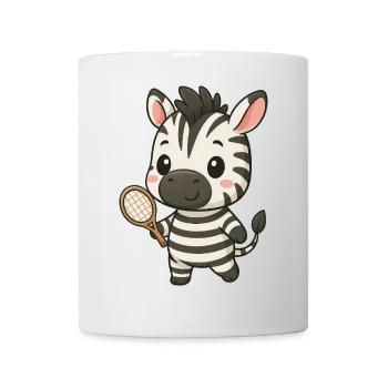 Cute Zebra Tennis Player Cartoon Joy Chibi - Mug - white - Front