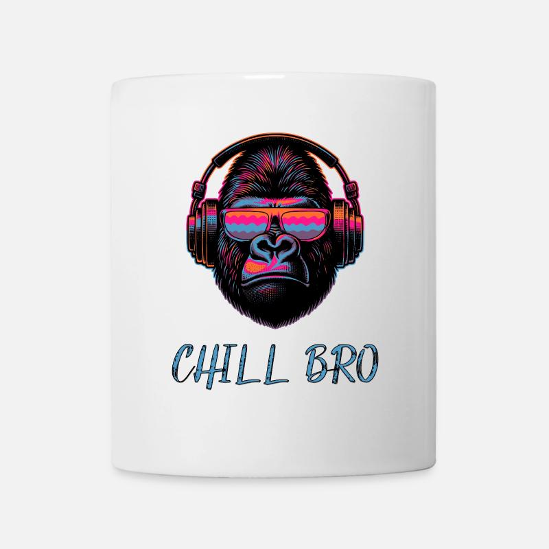 CHILL BRO - Cooler Affe mit Sonnenbrille Kopfhörer - Tasse - Weiß