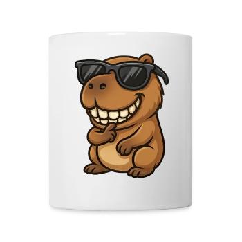 Cochon d’Inde Capybara cool avec lunettes de soleil - Mug blanc - blanc - Devant