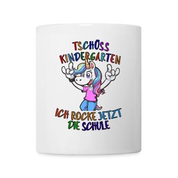 Einhorn mit Spruch und Schulmotto Kindermode - Tasse - Weiß - Vorne