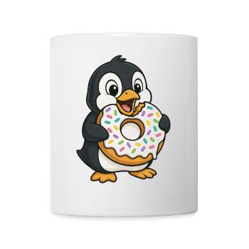Cute Penguin with Donut Dessert Snacking - Mug - white - Front