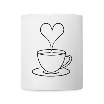 Tasse à café minimaliste coeur, amour, cadeau - Mug blanc - blanc - Devant
