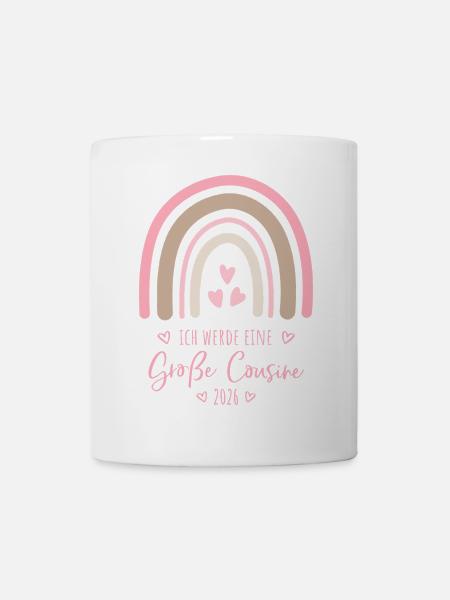 Große Cousine 2026 Regenbogen - Tasse - Weiß