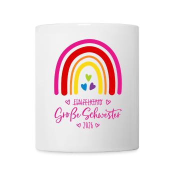 Große Schwester 2026 Regenbogen - Tasse - Weiß - Vorne